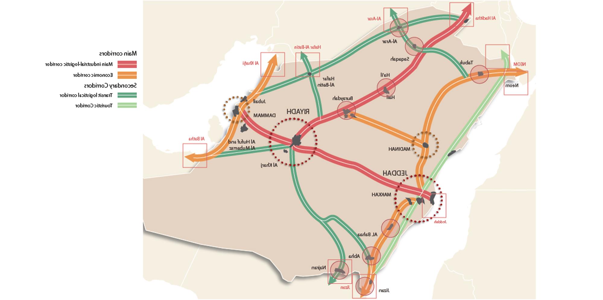 Map showing Saudi Arabia Spatial Strategy. For full text, download project PDF below.